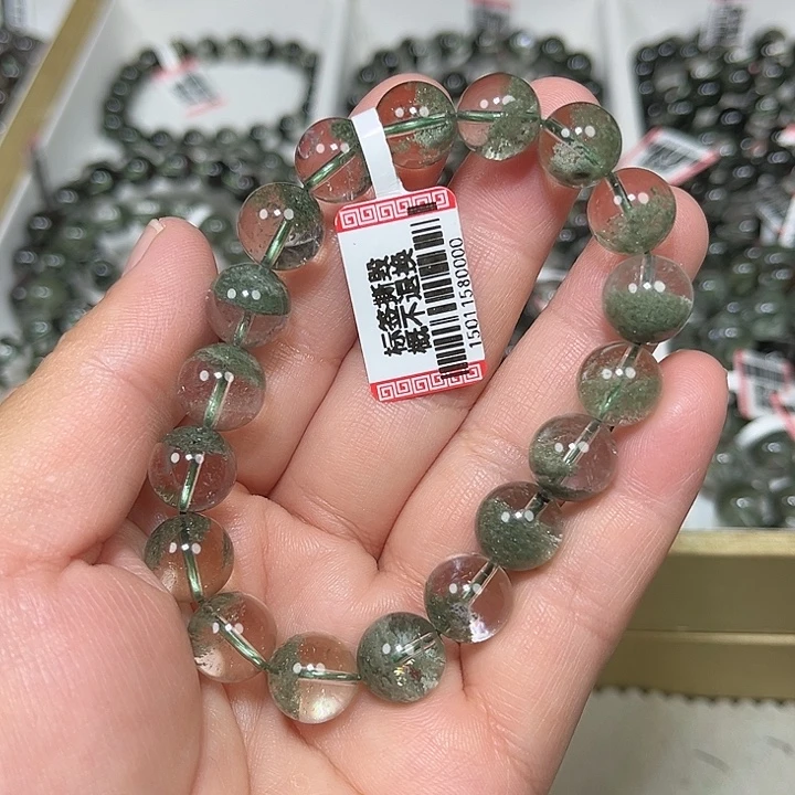 哇***丝未镶嵌手串水晶绿幽灵手串