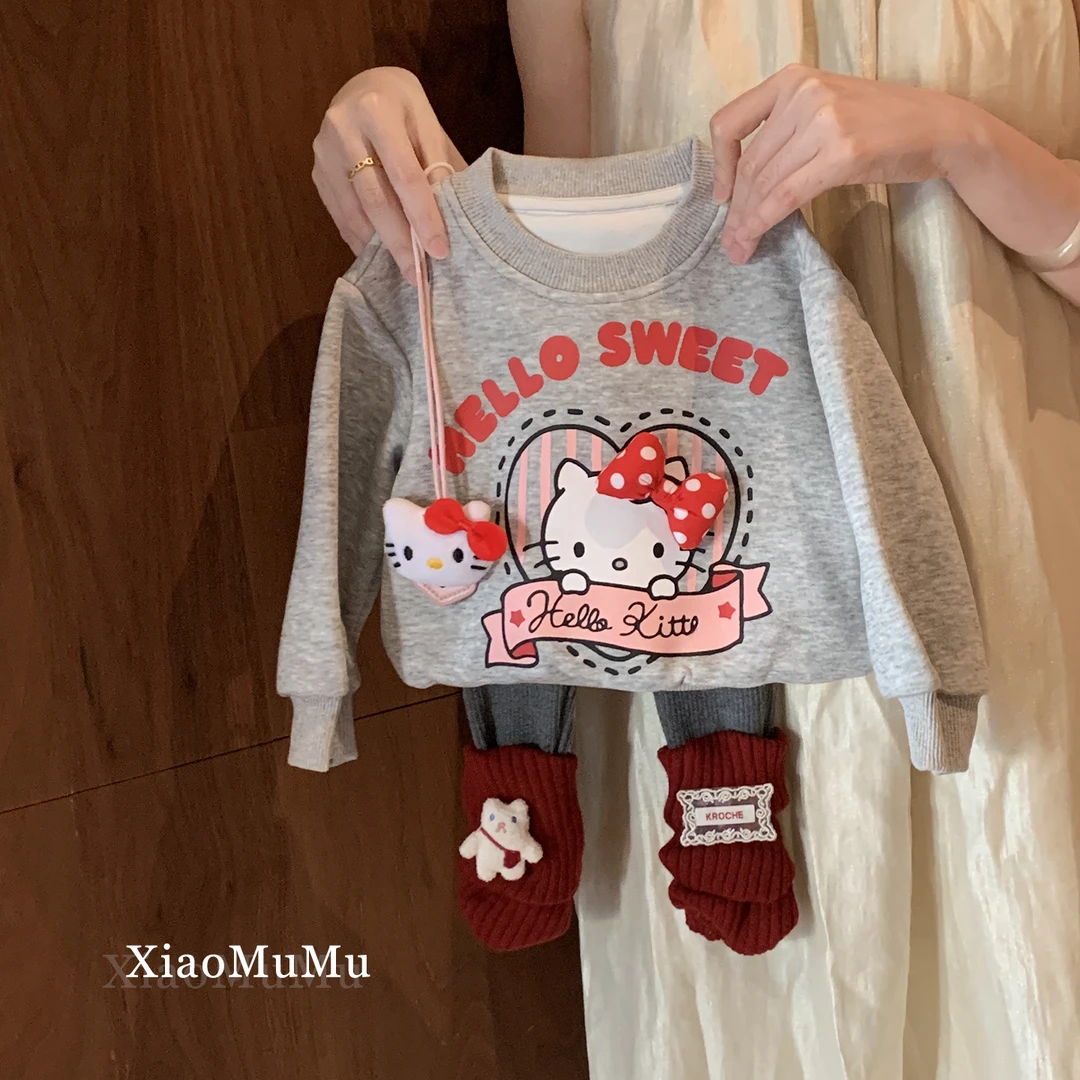 【现货】女童休闲套装秋装2025新款小童女宝宝针织打底裤卫衣两件套