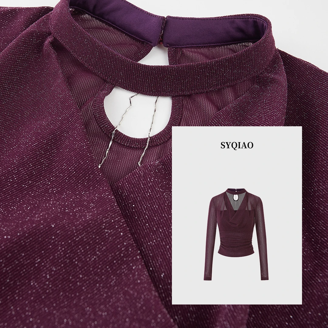 【雅乔定制】设计感抹胸荡领链条装饰紫色打底上衣女DYYK-25082638