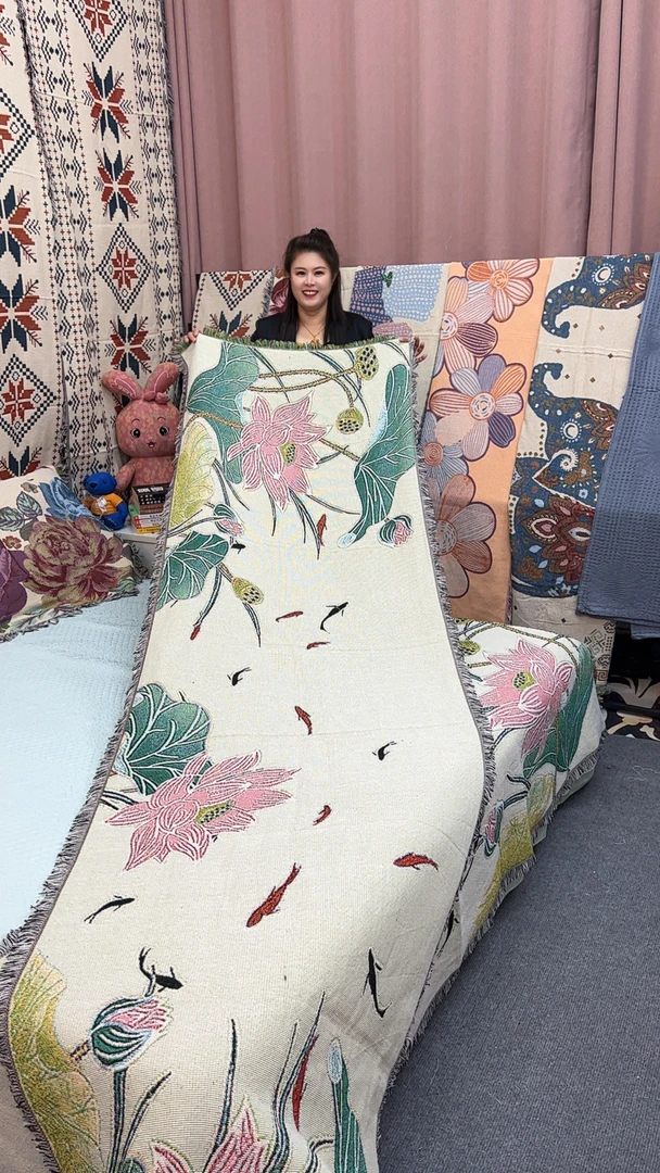 [荷塘月色]90*90左右加密万能加厚新品单人座沙发巾沙发盖布