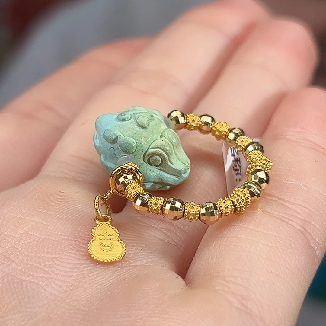 绿松石18K金镶嵌珠宝奇石