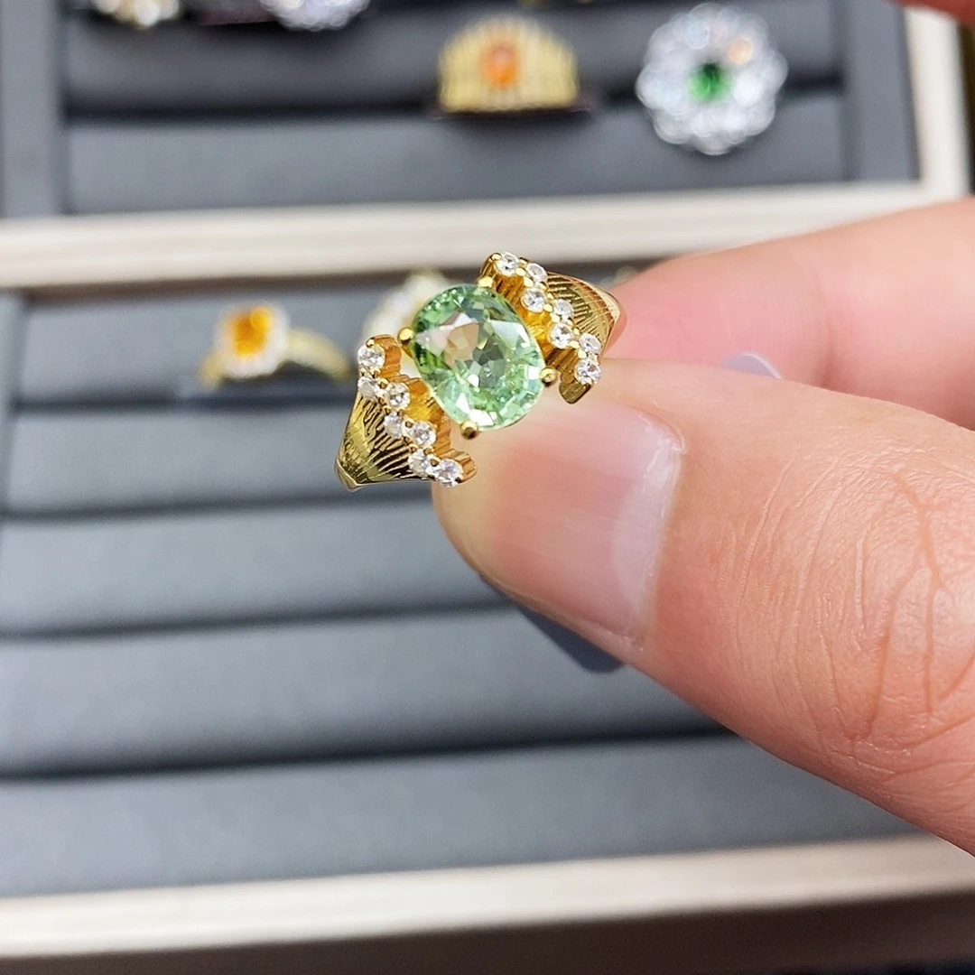 碧玺戒指银S925镶嵌