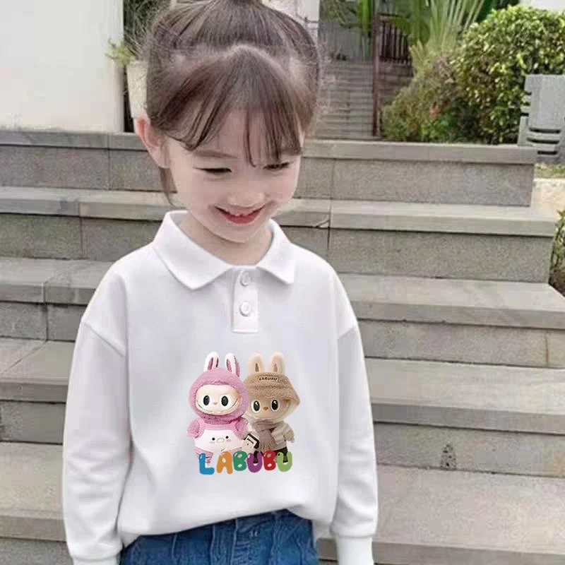 100%纯棉女童POLO衫长袖T恤2025春秋儿童宝宝休闲百搭翻领打底衫T