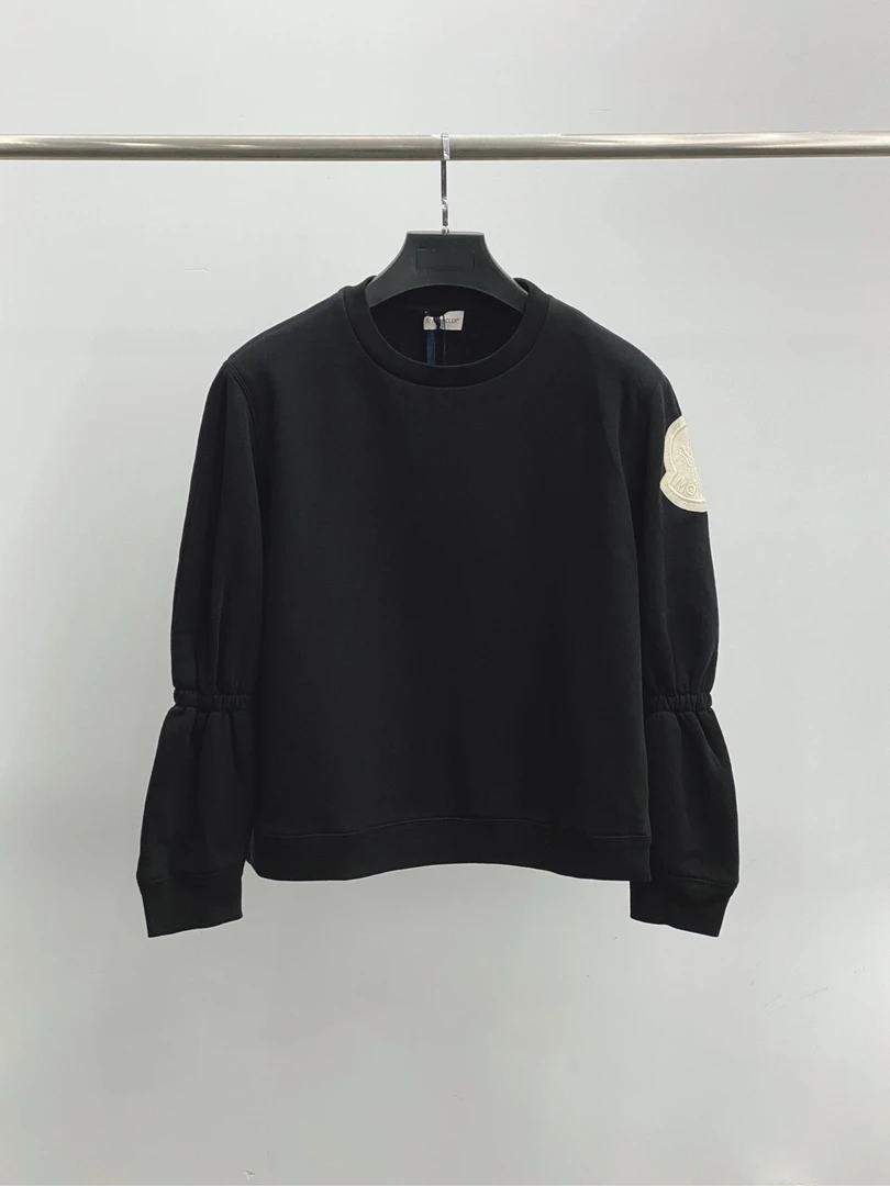 全新未使用 MONCLER xm11951965 黑色徽标卫衣 m码