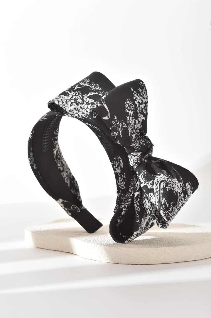 《墨云映雪》法式复古甜美黑色宽边优雅发箍新中式蝴蝶结小众饰品