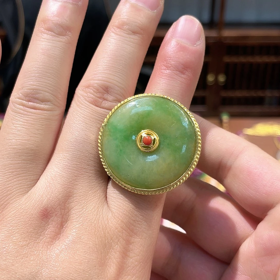 锦纶铁合金戒指平安扣