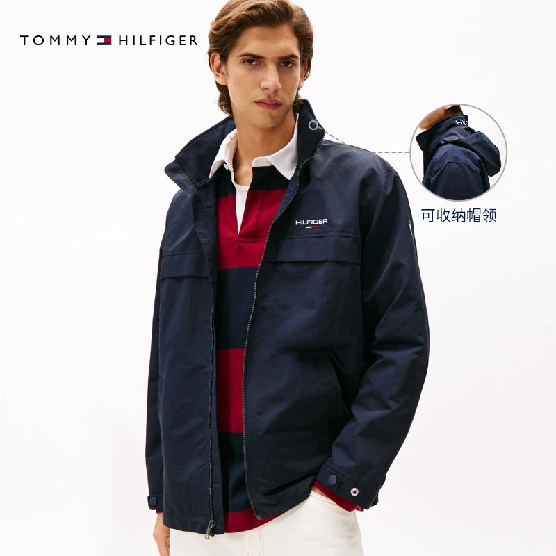 Tommy出走都市25秋冬男装风衣软壳夹克/防水可收纳帽立领外套5157