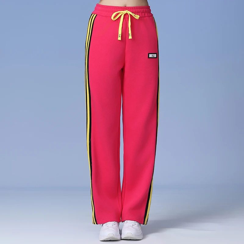 高腰华棉直筒裤新款舞蹈服运动裤加厚2025春夏广场新款