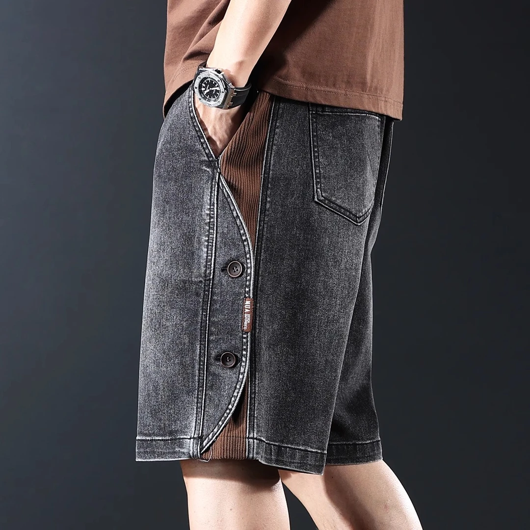 MR.MUDI/穆迪先生美式复古牛仔短裤男夏季新款宽松重磅洗水五分裤