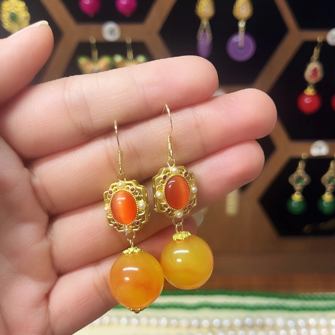 锆石纯铜925银耳饰