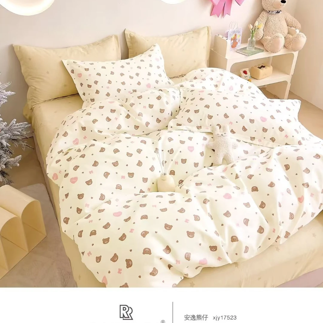 全棉纯棉斜纹加厚印花款小清新田园风三件套学生宿舍碎花可爱亲肤