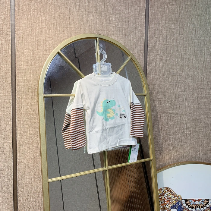 AC496  宝宝白色拼接长袖秋冬打底T恤