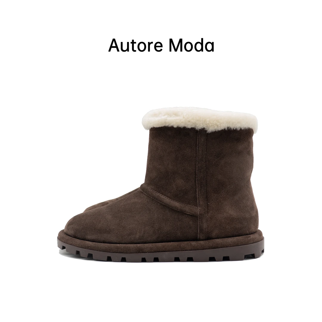 Autore Moda百搭冬季一脚蹬保暖长筒耐磨时尚雪地靴雪地靴中筒靴