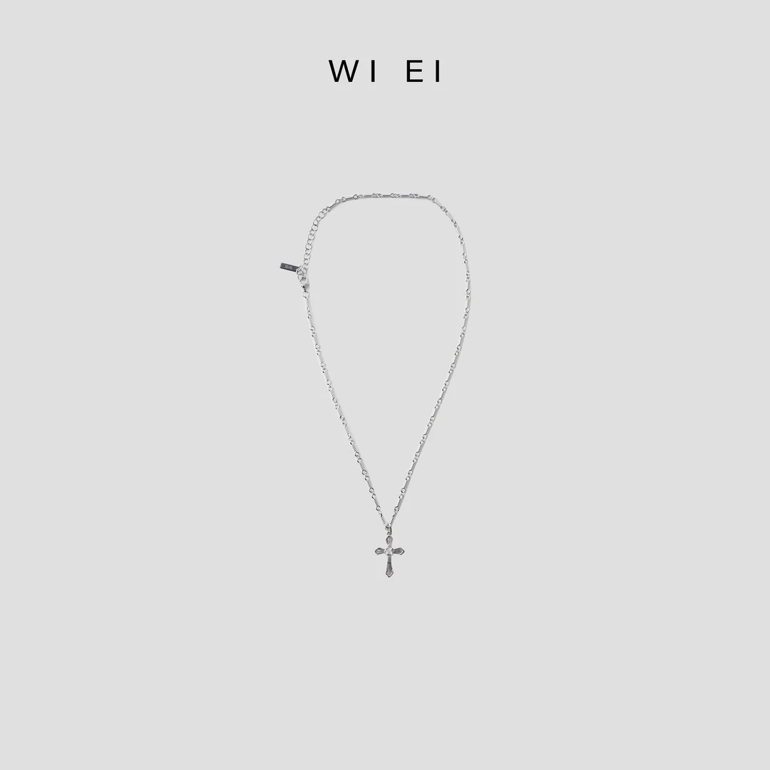 《WI EI》轻奢 设计感锆石十字架 欧美复古锁骨项链 9T004