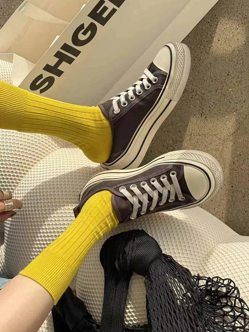 诗歌兰真皮女鞋2025春季款时尚百搭厚底增高休闲鞋韩版透气帆布鞋