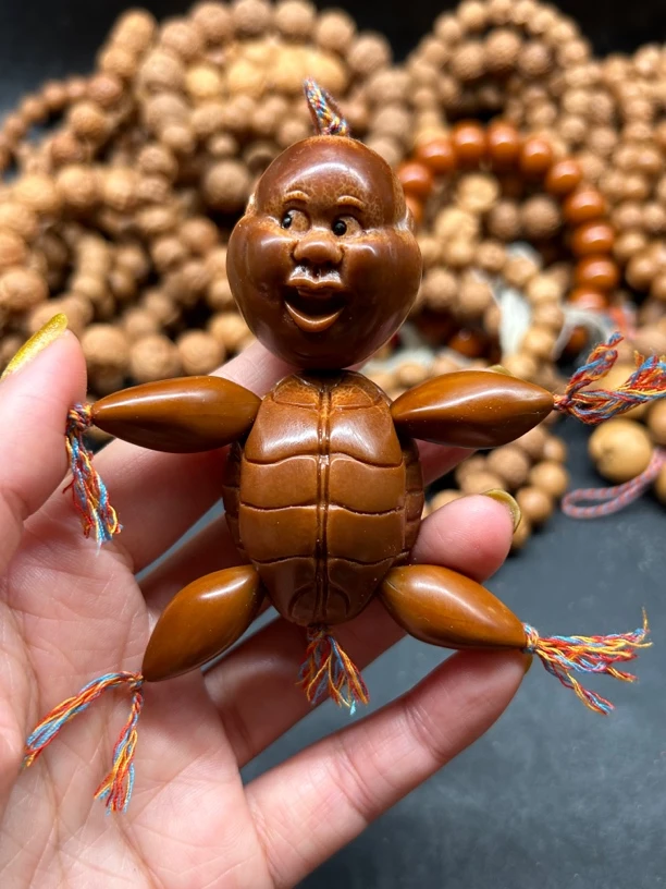 巴西大橄榄核雕刻网红龟仙人富贵人生富甲手把件吊坠手球