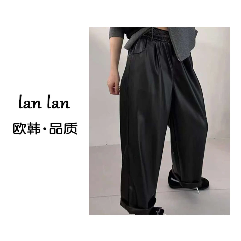 lanlan-春上新【9分萝卜皮裤】8012韩版小众贵货显瘦时尚皮裤显瘦