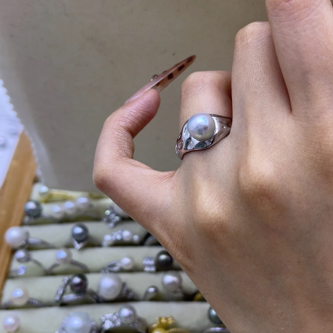 银S925镶嵌海水珍珠戒指