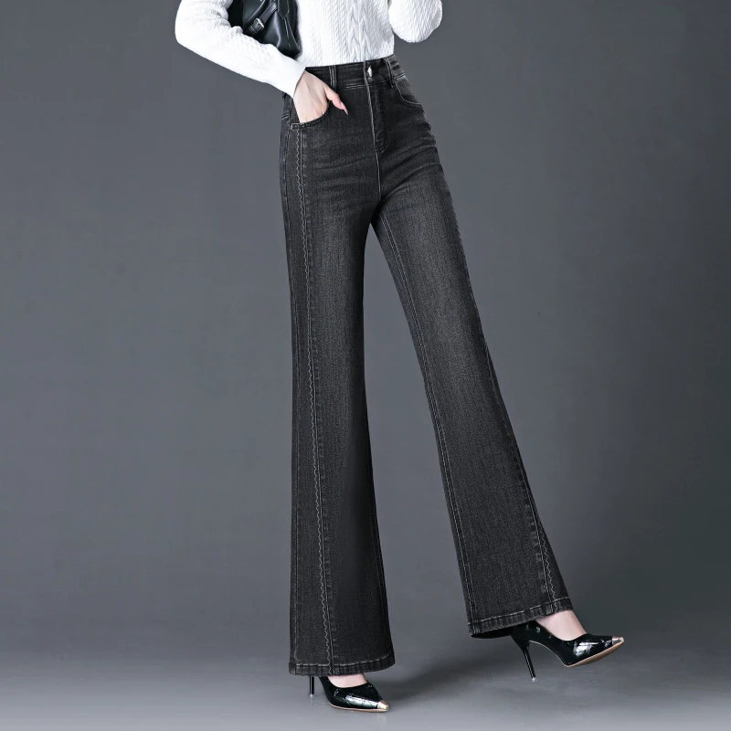 哥弟阿玛施正品微喇牛仔裤女秋季2025新款高腰显瘦直筒喇叭长裤子