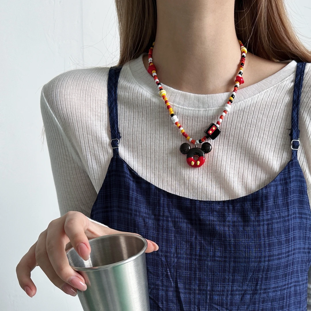 合金亚克力项链 X5693-1卡通个性时尚小众潮流百搭设计感串珠项链