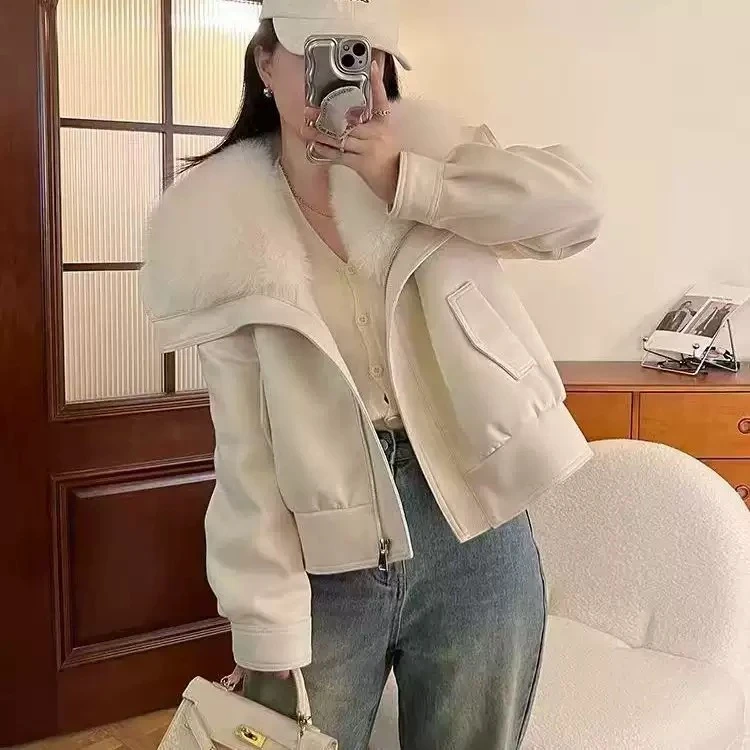 【超大可拆毛领】冬季轻奢新款时尚气质百搭加厚加绒短外套派克服