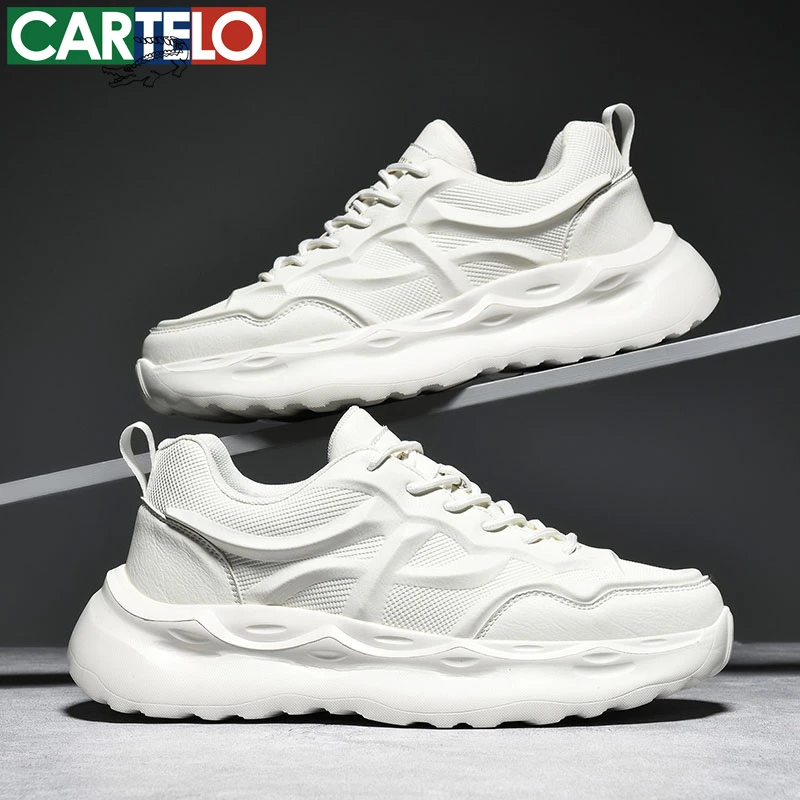 CARTELO/卡帝乐鳄鱼时尚休闲鞋男士百搭轻便厚底低帮增高潮流鞋子