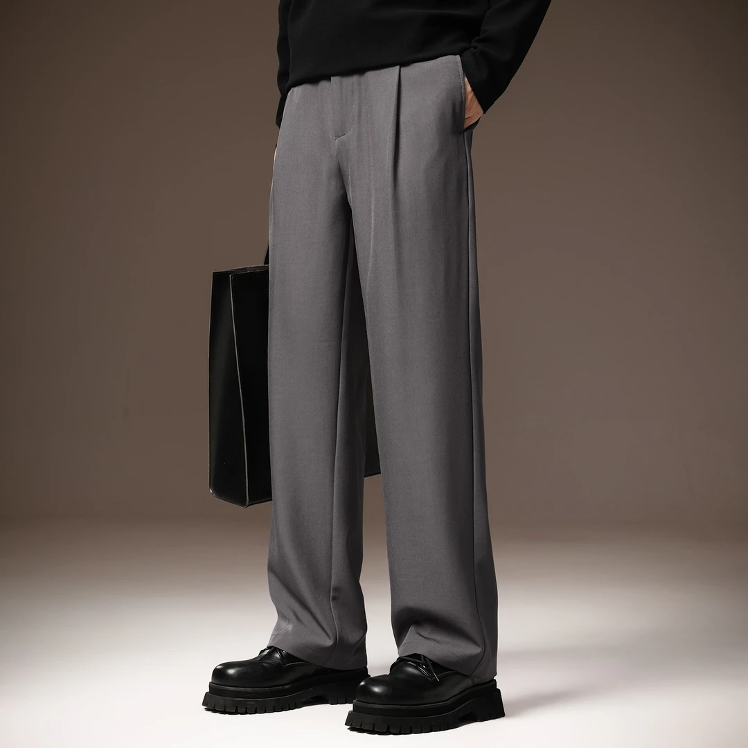 高端日系复古通勤垂坠感西装男秋季新款潮牌宽松直筒简约休闲裤男