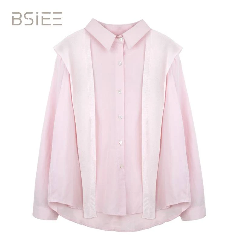 BSIEE/本涩长袖时尚休闲百搭设计感披肩衬衫