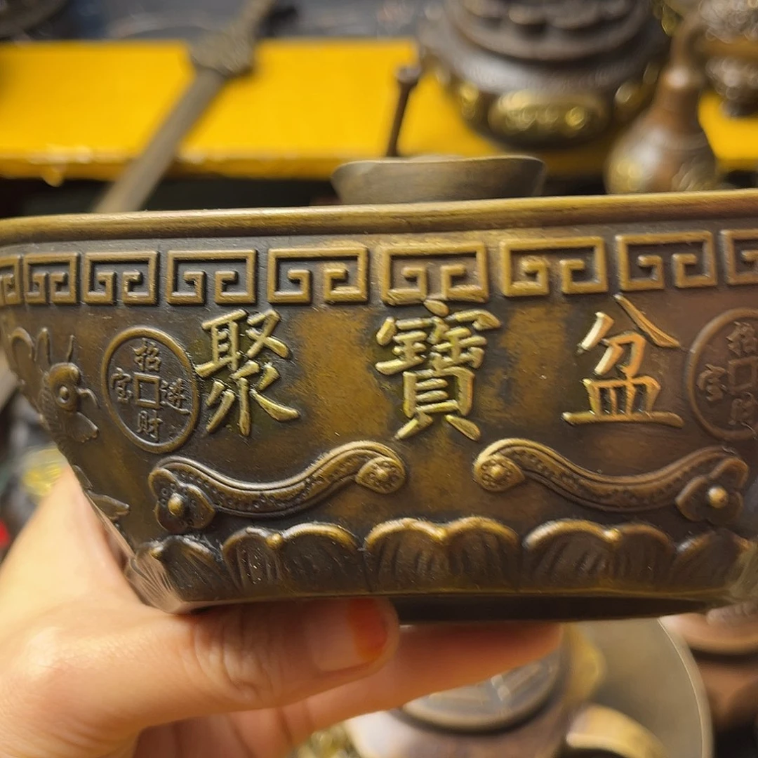 原矿风磨铜精雕摆件
