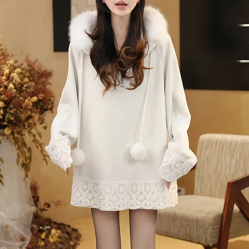 连帽套头设计感小众洋气长袖卫衣女2025冬季新款时尚减龄气质衣服