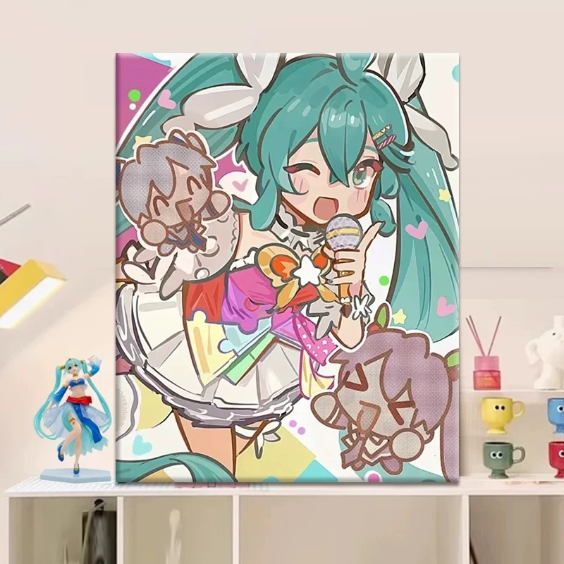 初音未来|数字油画diy真心遮盖六代颜料填色手绘礼物油彩装饰画