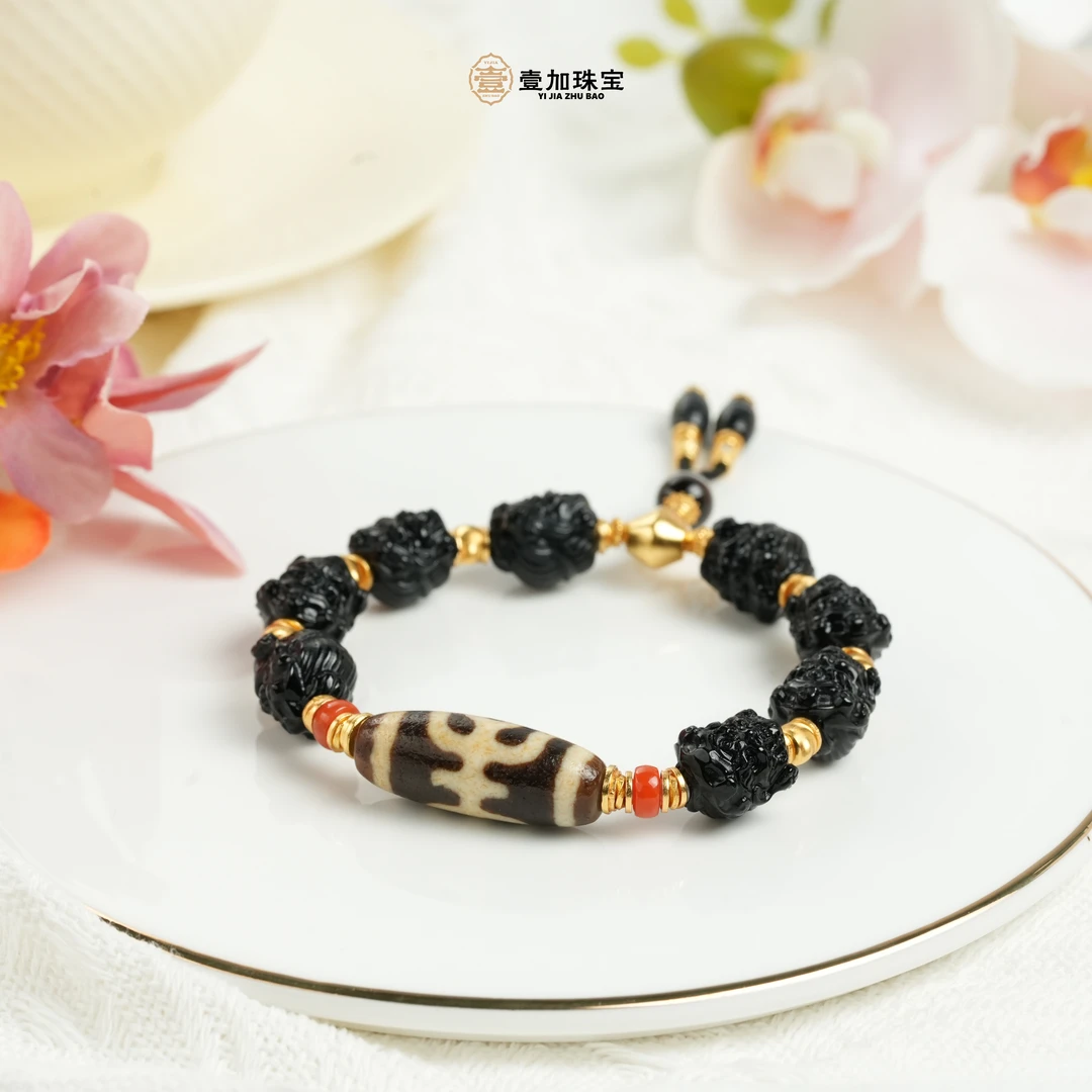 壹加林妹妹 | 玛瑙吴系贵人大黑天手串多样性发一