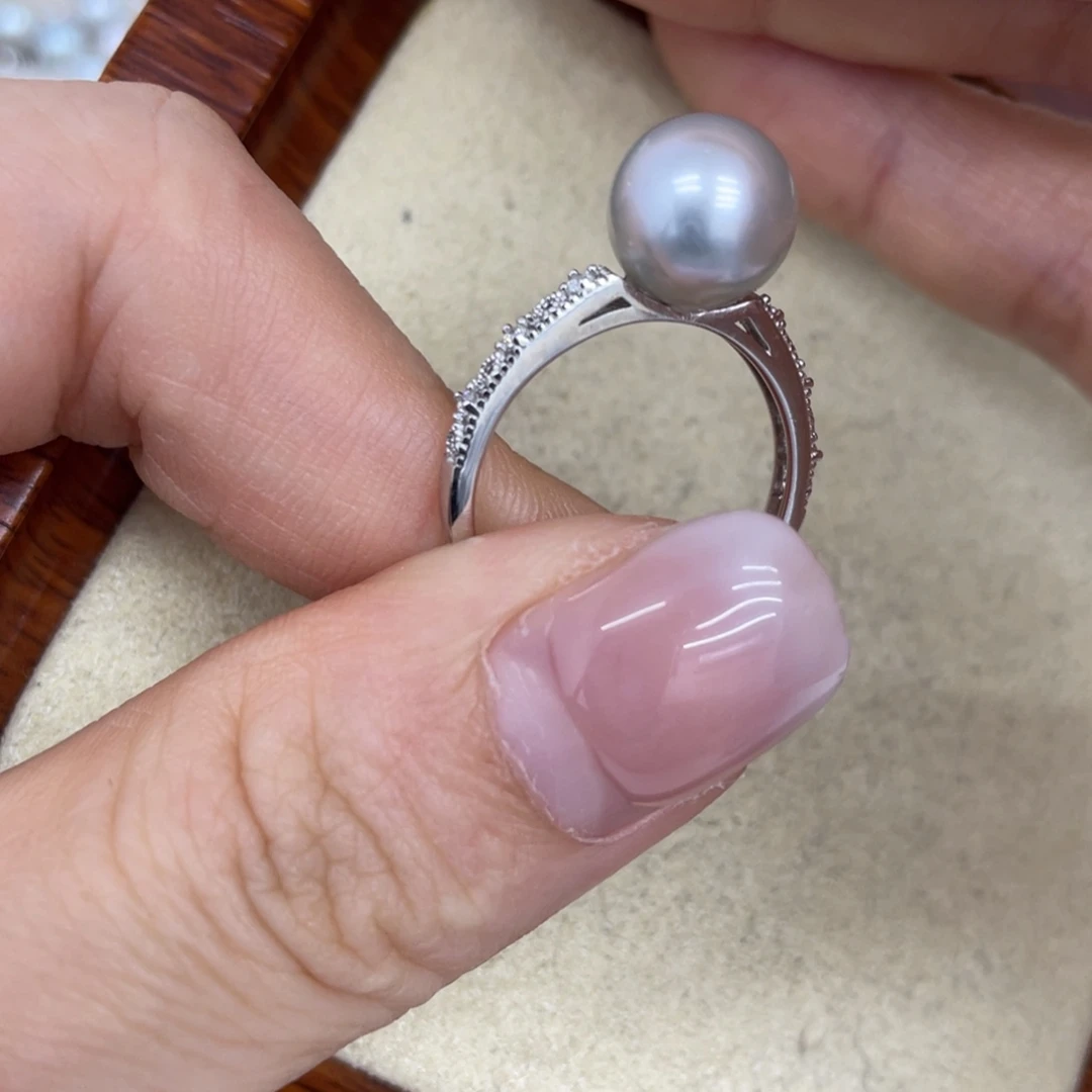 戒指银S925镶嵌海水珍珠