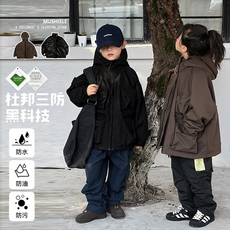 男童冬三合一羽绒服儿童90白鸭绒羽绒服83175D