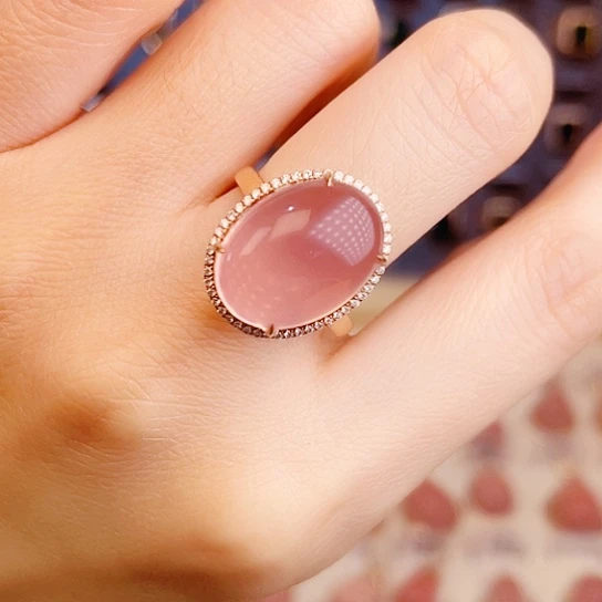 戒指芙蓉石18K金镶嵌