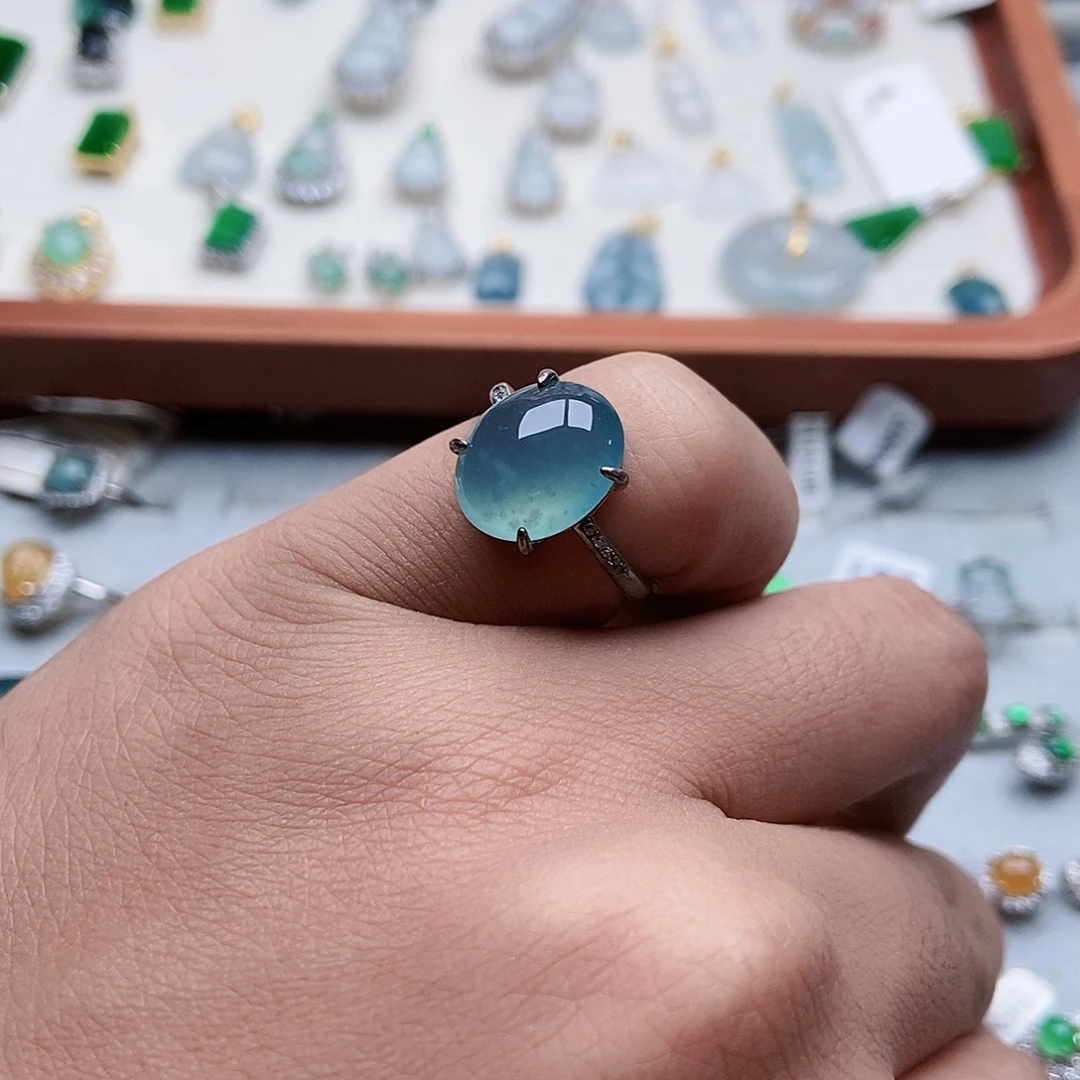 翡翠银S925镶嵌戒指
