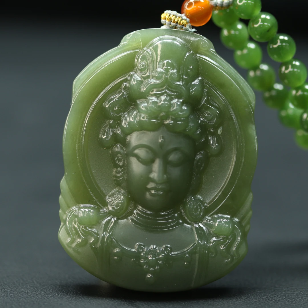 42和田玉碧玉观音头/300324保利厦门拍卖