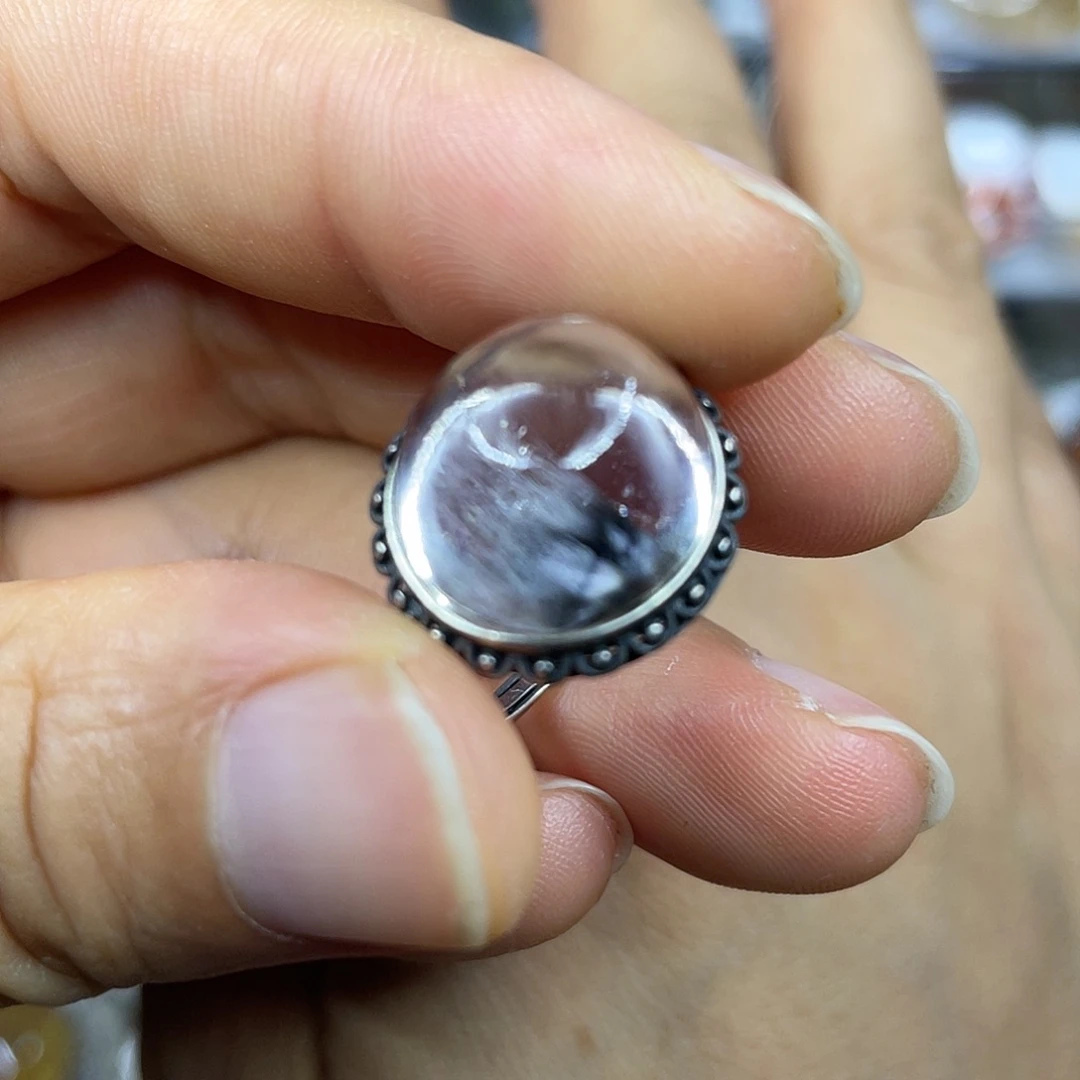 【闪购商品】银S925镶嵌珠宝半成品水晶戒指