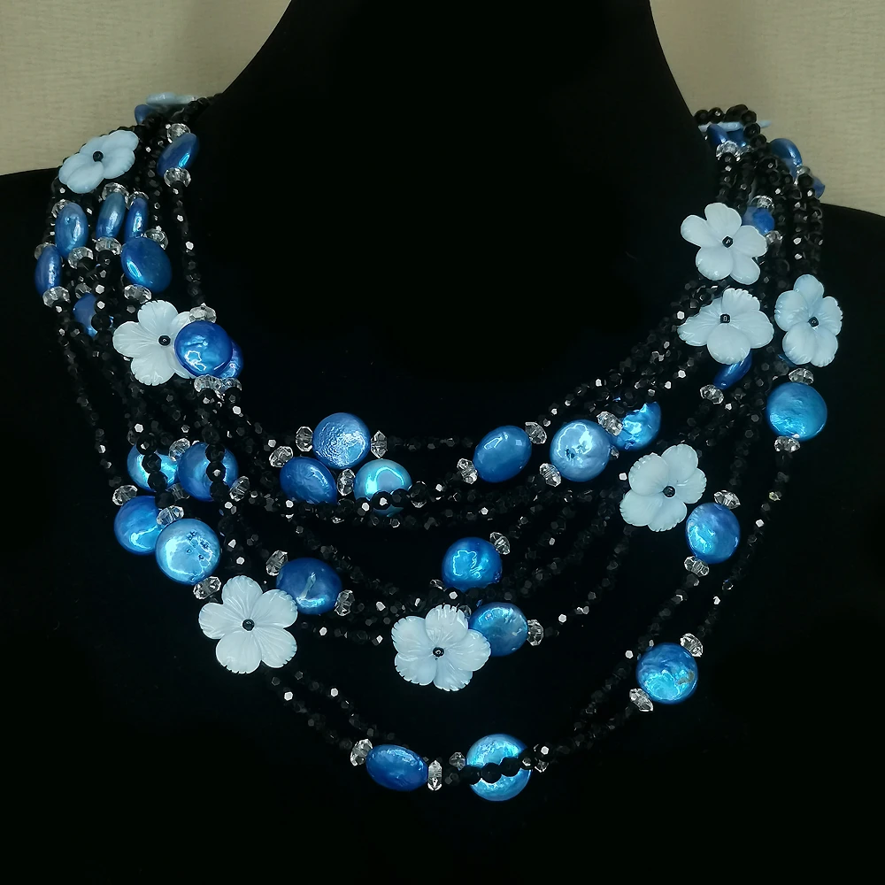 B&W手工串珠系列星空花雨多层项链51+8cm[2501141-139]