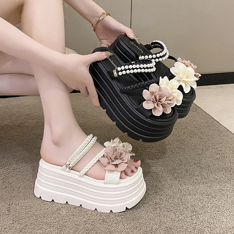 增高拖鞋女夏外穿配裙子高级感2025新款厚底松糕气质绝美高跟凉拖