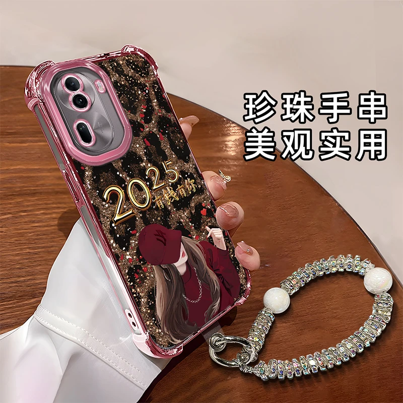 适用于【OPPO】Reno11Pro创意豹纹有钱有你女孩新年女款手机壳