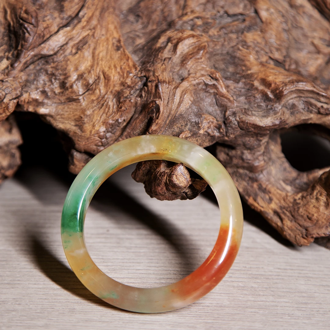 EDFNOT/杨红霞汝意 非金属合成锆石手镯 非洲翠三彩手镯（顶）