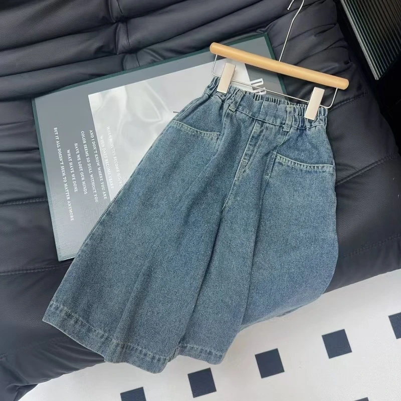 女童裤子2025新款秋款公主风宽松新款阔腿洋气儿童牛仔裤