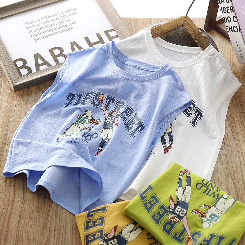 男童背心2025新款夏装儿童薄款透气无袖T恤凉感舒适印花潮酷衣服