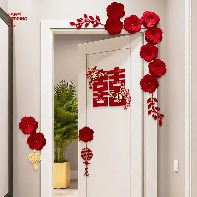 婚房布置结婚女方卧室房门喜字贴纸婚礼囍字门贴装饰婚庆用品大全