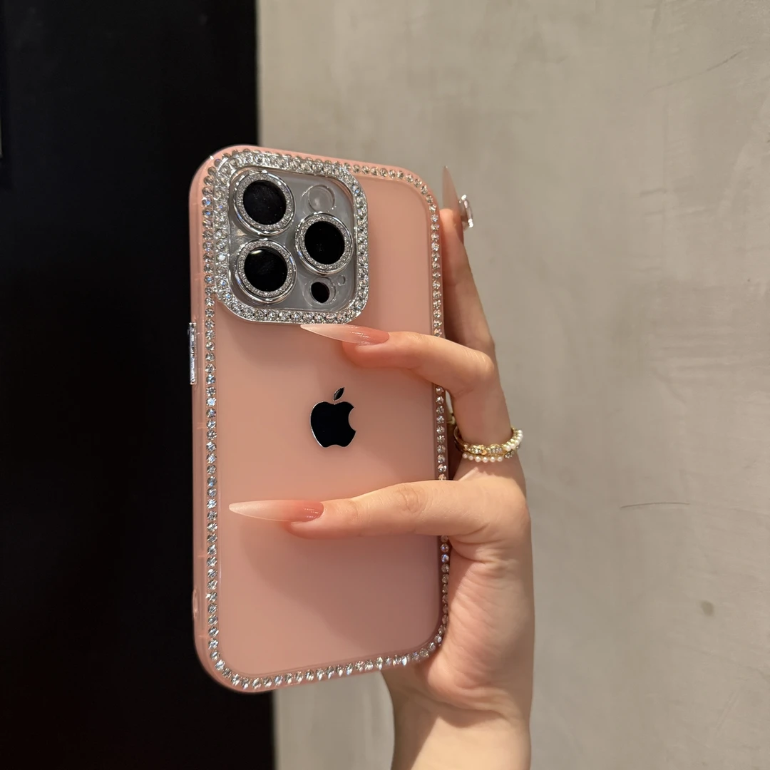 轻奢镶钻磨砂适用苹果16promax手机壳创意iPhone15小众14高级13女