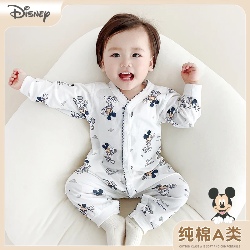 Disney/迪士尼婴儿连体衣纯棉新生春秋装衣服宝宝四季款哈衣爬服