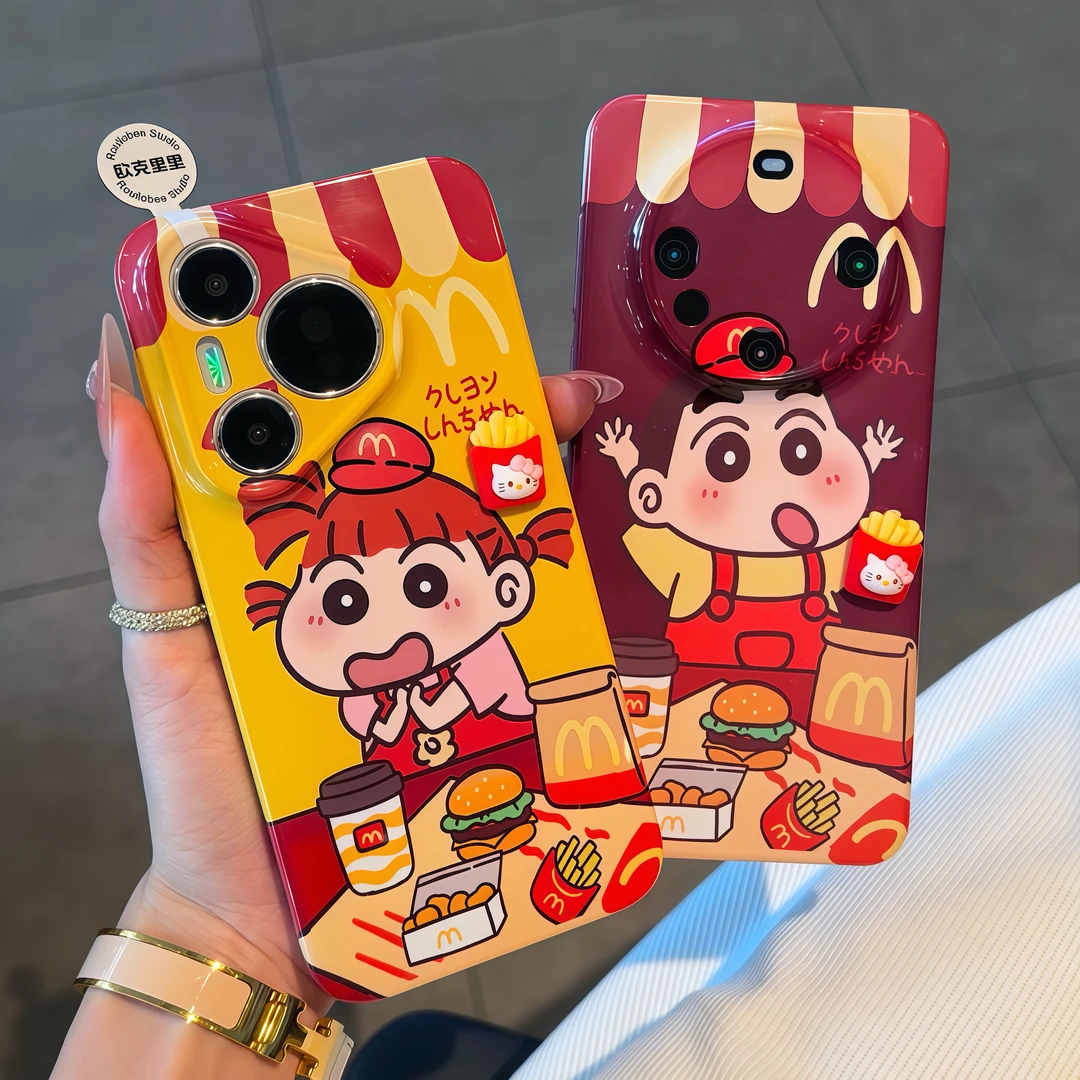 欧克里里情侣麦当小新妮妮适用苹果16菲林手机壳华为oppo小米vivo