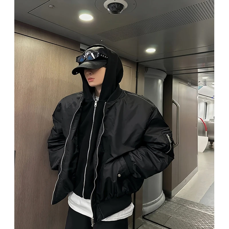 浅卡其ma1飞行员垫肩夹克男女春秋款cleanfit高街潮牌情侣棒球服