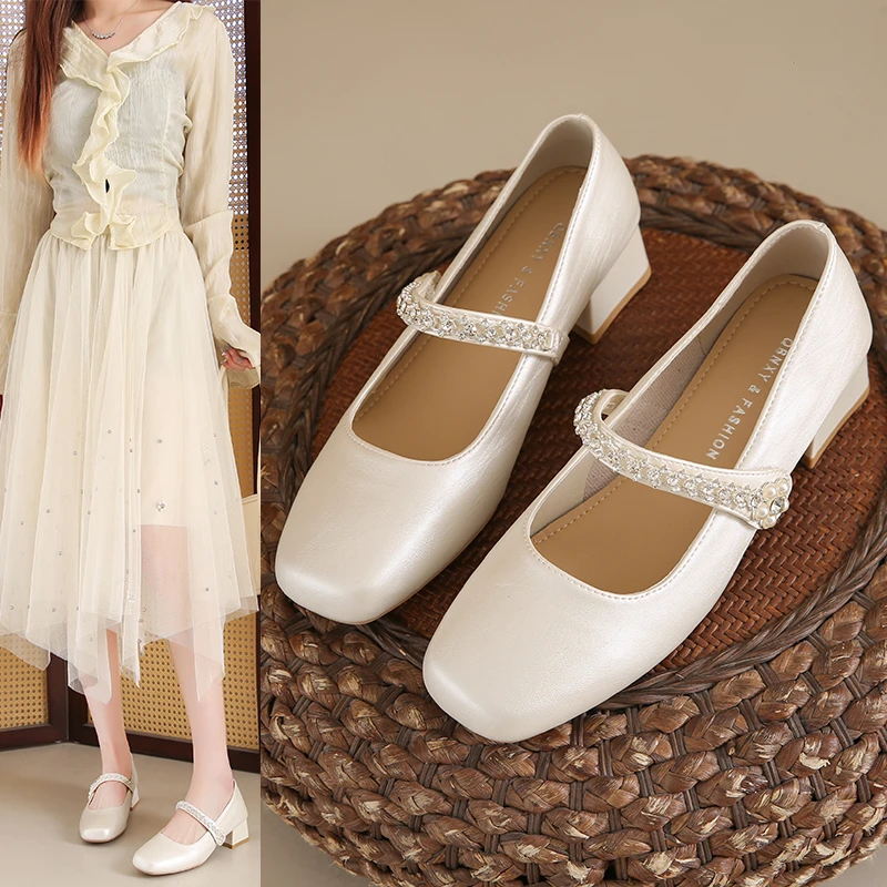 法式晚晚风高跟鞋女2025秋夏季新款配裙子粗跟玛丽珍单鞋温柔女鞋